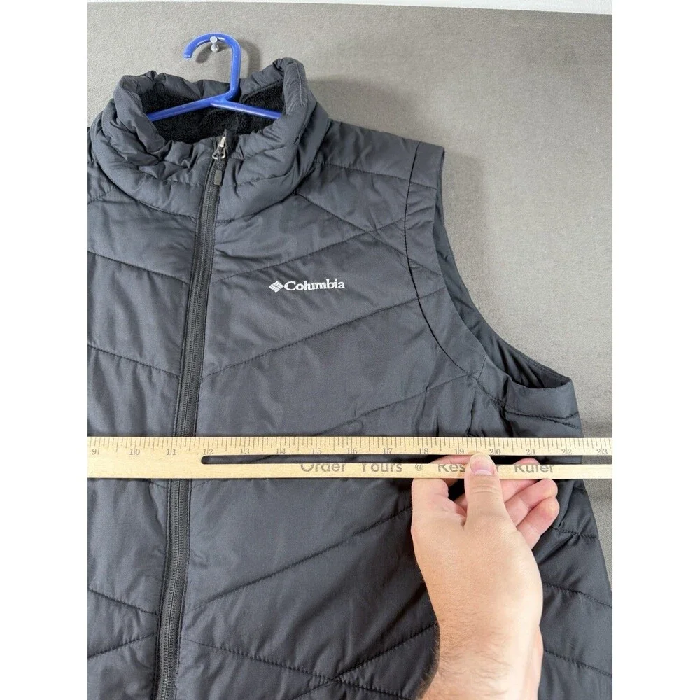 Columbia Omni Heat Puffer Vest Mens XXL Black Full Zip Pockets Outdoor Quilted